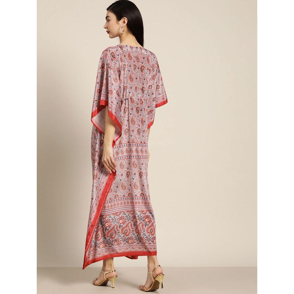 فستان طويل بطبعة بيزلي مع رباط خصر ساسافراس × ستايلي-women-clothing-dresses-image-3