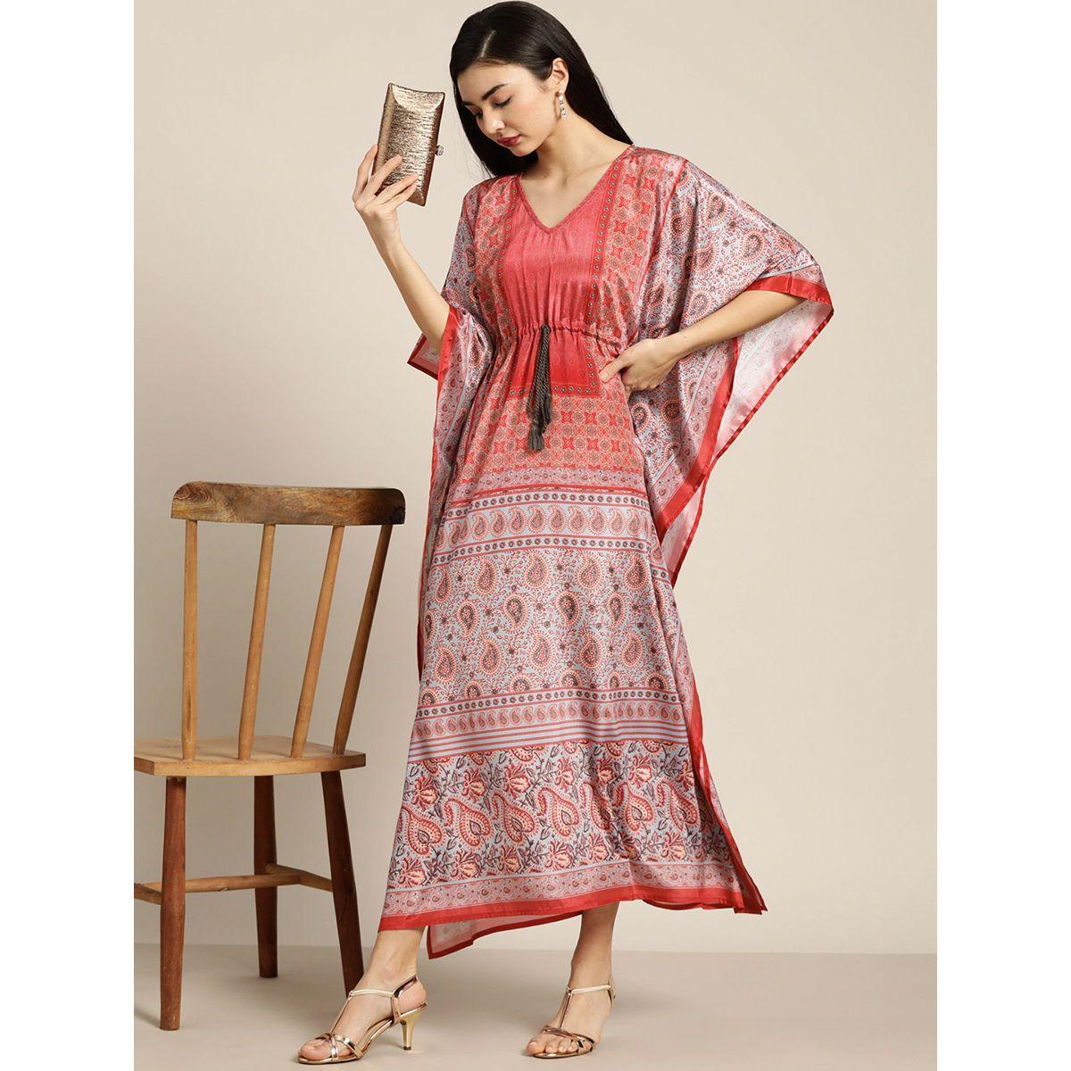 فستان طويل بطبعة بيزلي مع رباط خصر ساسافراس × ستايلي-women-clothing-dresses-image-4