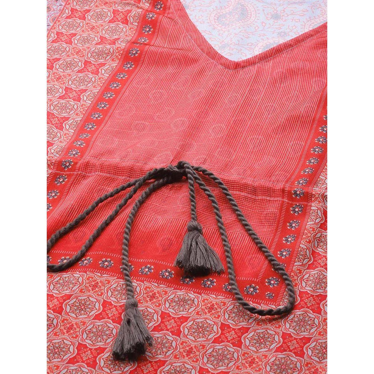 فستان طويل بطبعة بيزلي مع رباط خصر ساسافراس × ستايلي-women-clothing-dresses-image-5