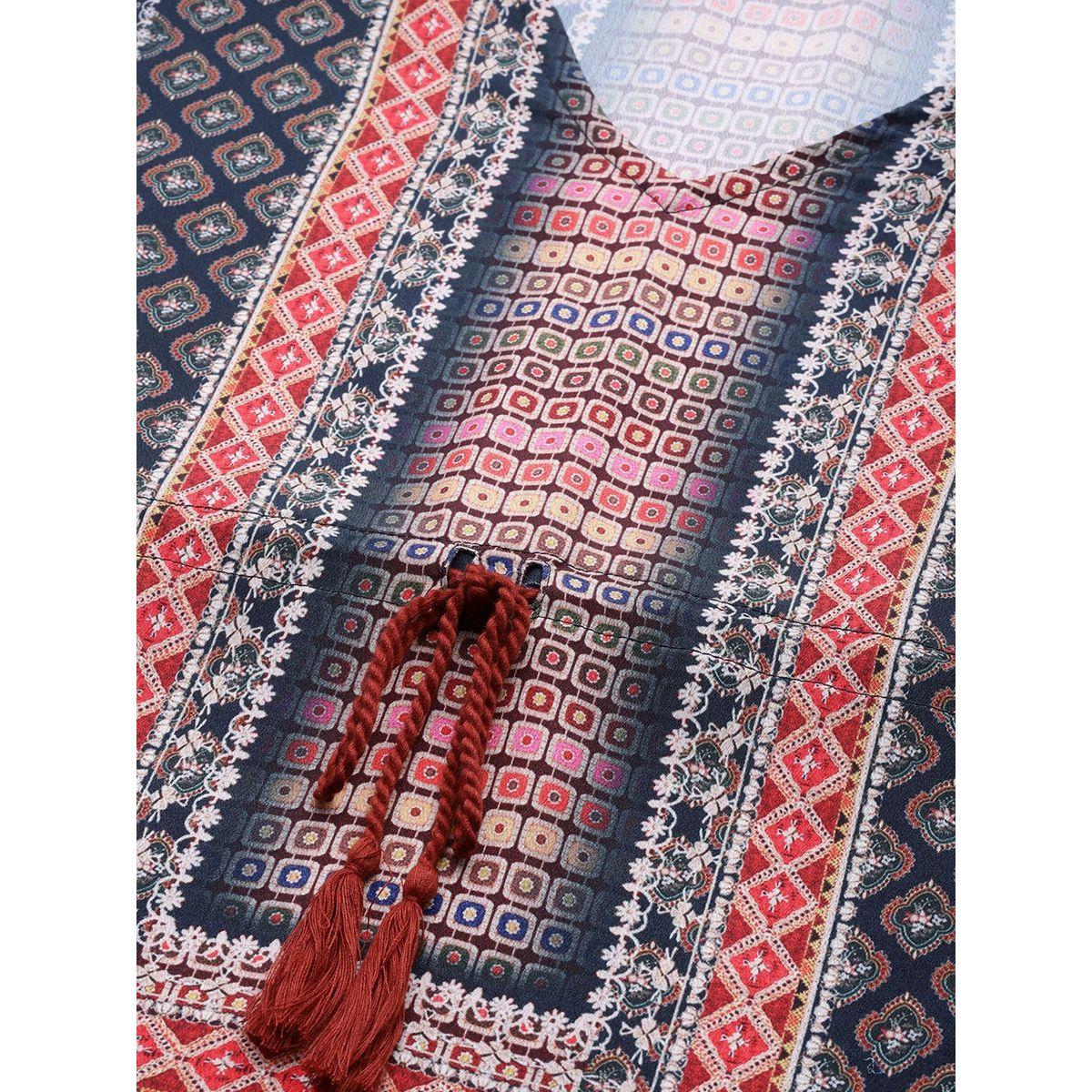 فستان طويل بطبعة بوهيمية مع رباط خصر ساسافراس × ستايلي-women-clothing-dresses-image-5