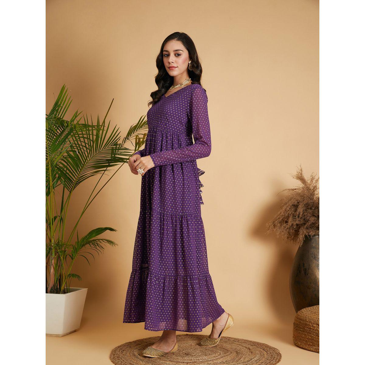 Sassafras X Styli Foil Print Tiered Maxi Dress-women-clothing-ethnicwear-dresses-image-3