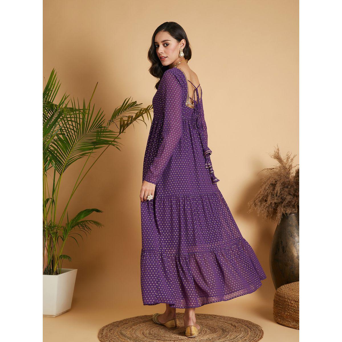 Sassafras X Styli Foil Print Tiered Maxi Dress-women-clothing-ethnicwear-dresses-image-5
