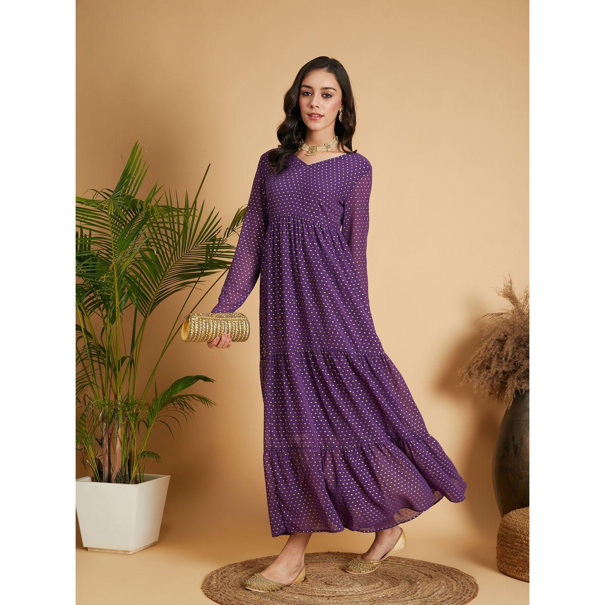 Sassafras X Styli Foil Print Tiered Maxi Dress-women-clothing-ethnicwear-dresses-image-6