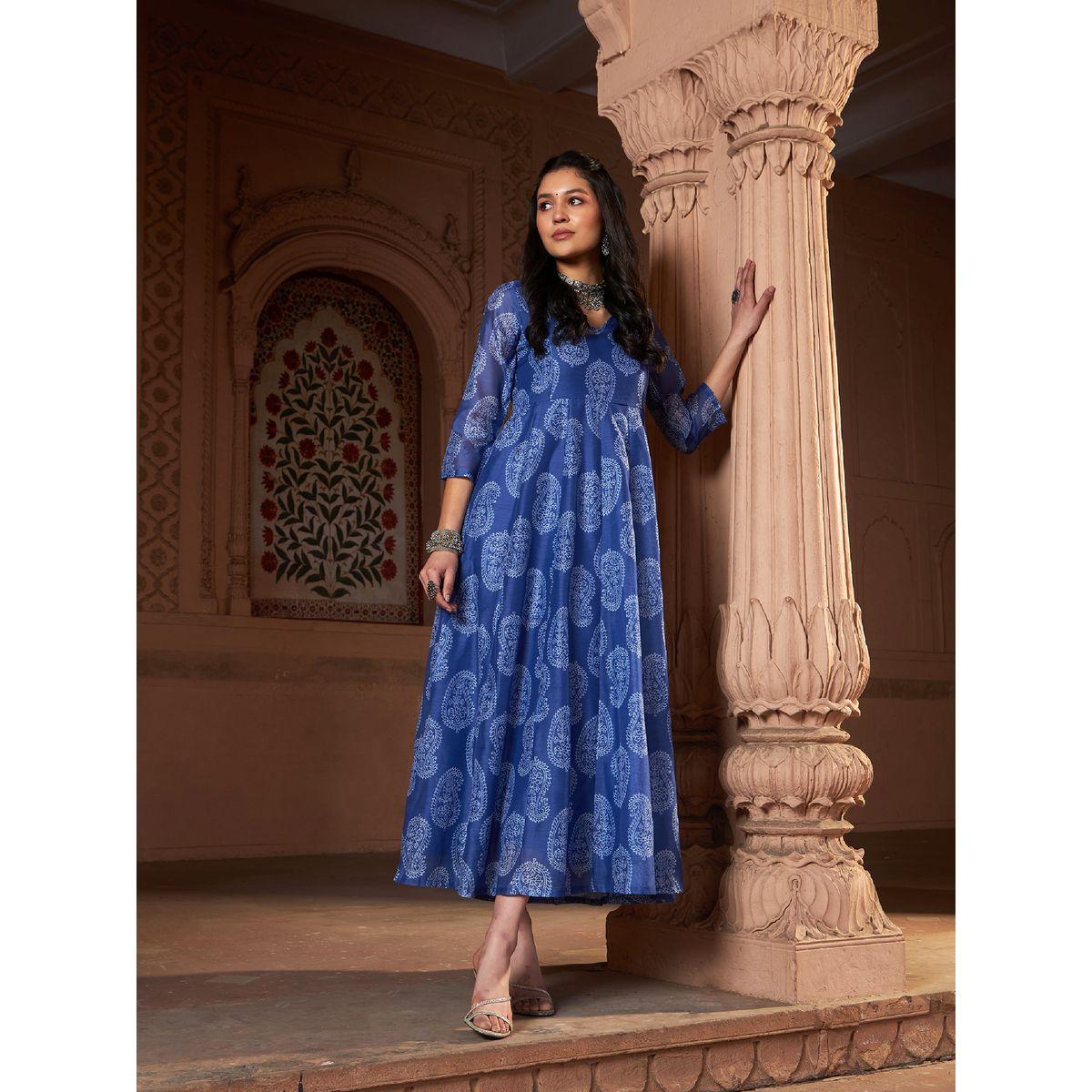 كورتا طويلة مطبعة بطبعة بيزلي ساسافراس × ستايلي-women-clothing-ethnicwear-kurtas-image-2