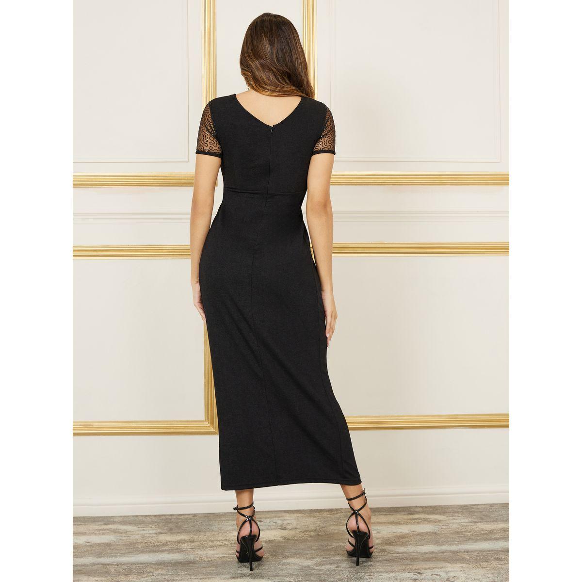 فستان طويل مزين بكسرات مع ترتر-women-clothing-dresses-image-4