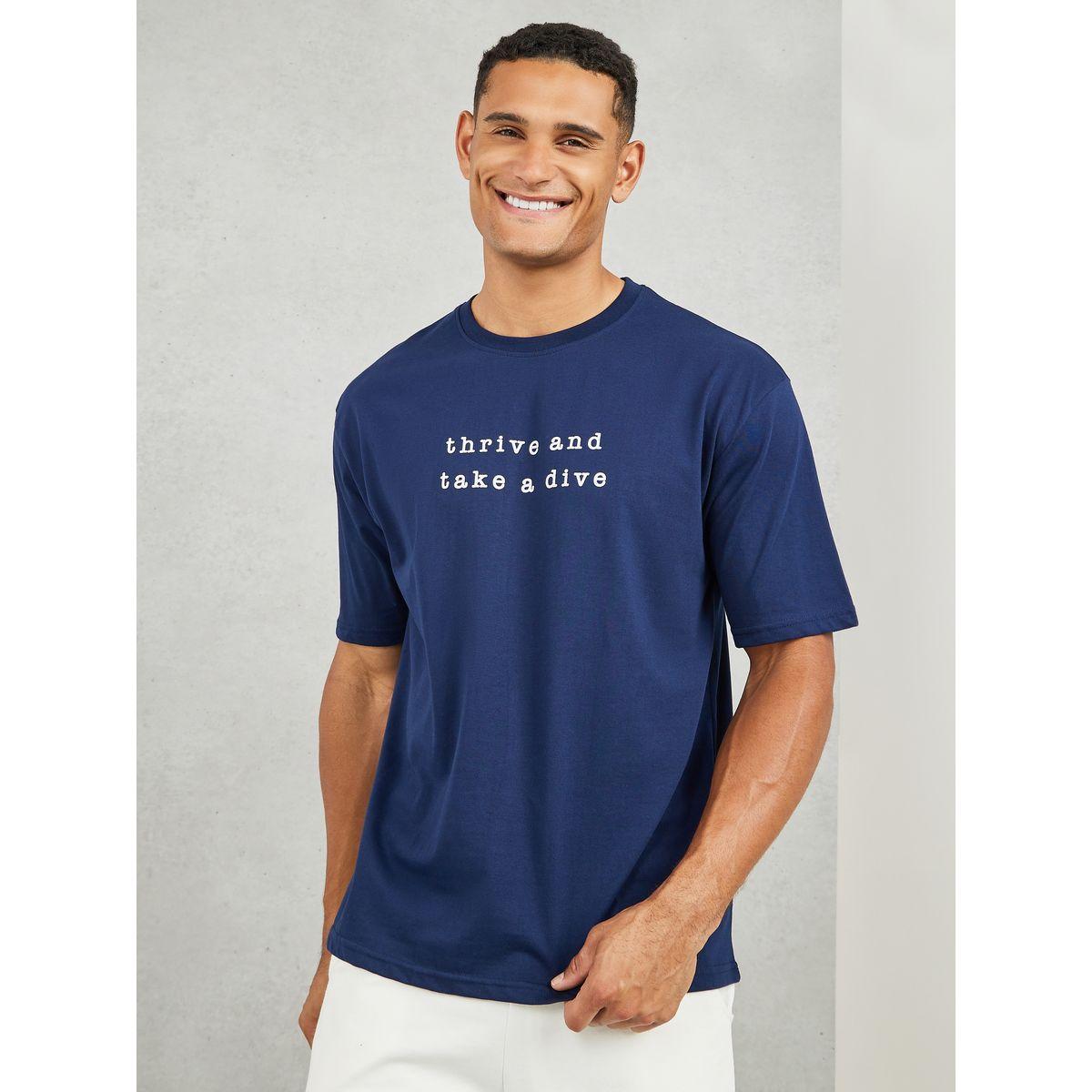 Styli Cotton Rich Oversized Thrive And Take A Dive Print T-Shirt-men-clothing-tshirtsandpolos-tshirts-image-1