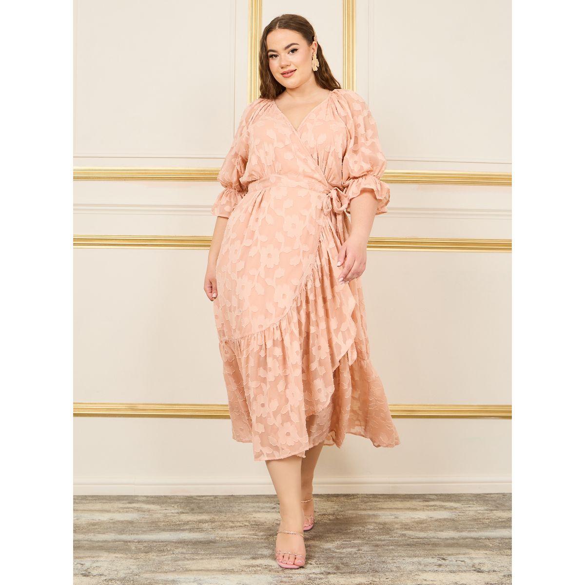 Styli Plus Floral Burnout Texture Wrap Maxi Dress-women-clothing-dresses-image-1