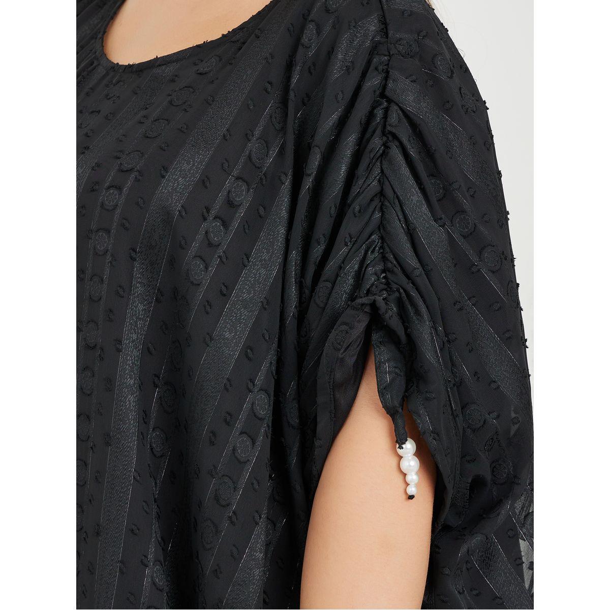 فستان طويل بمقاس كبير منمق بلؤلؤ صناعي-women-clothing-dresses-image-3