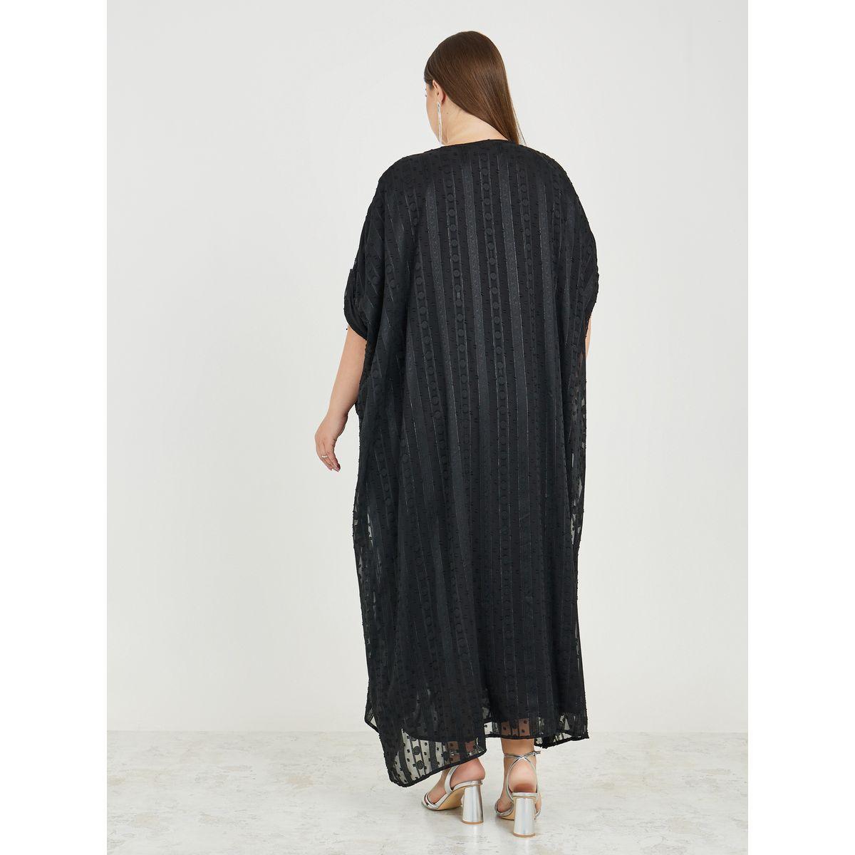 فستان طويل بمقاس كبير منمق بلؤلؤ صناعي-women-clothing-dresses-image-4