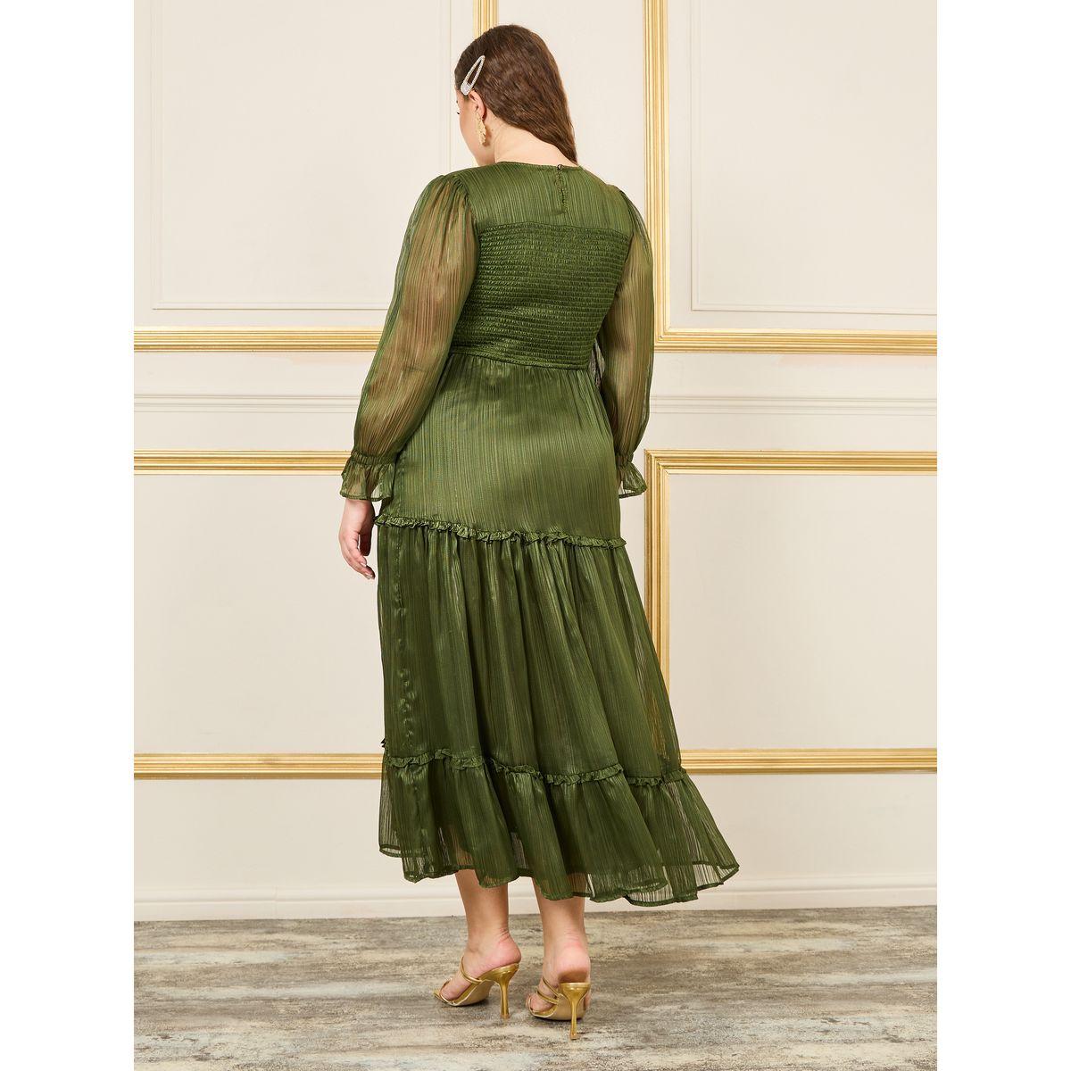 Styli Plus Shirred Detail Tiered Maxi Dress-women-clothing-dresses-image-4