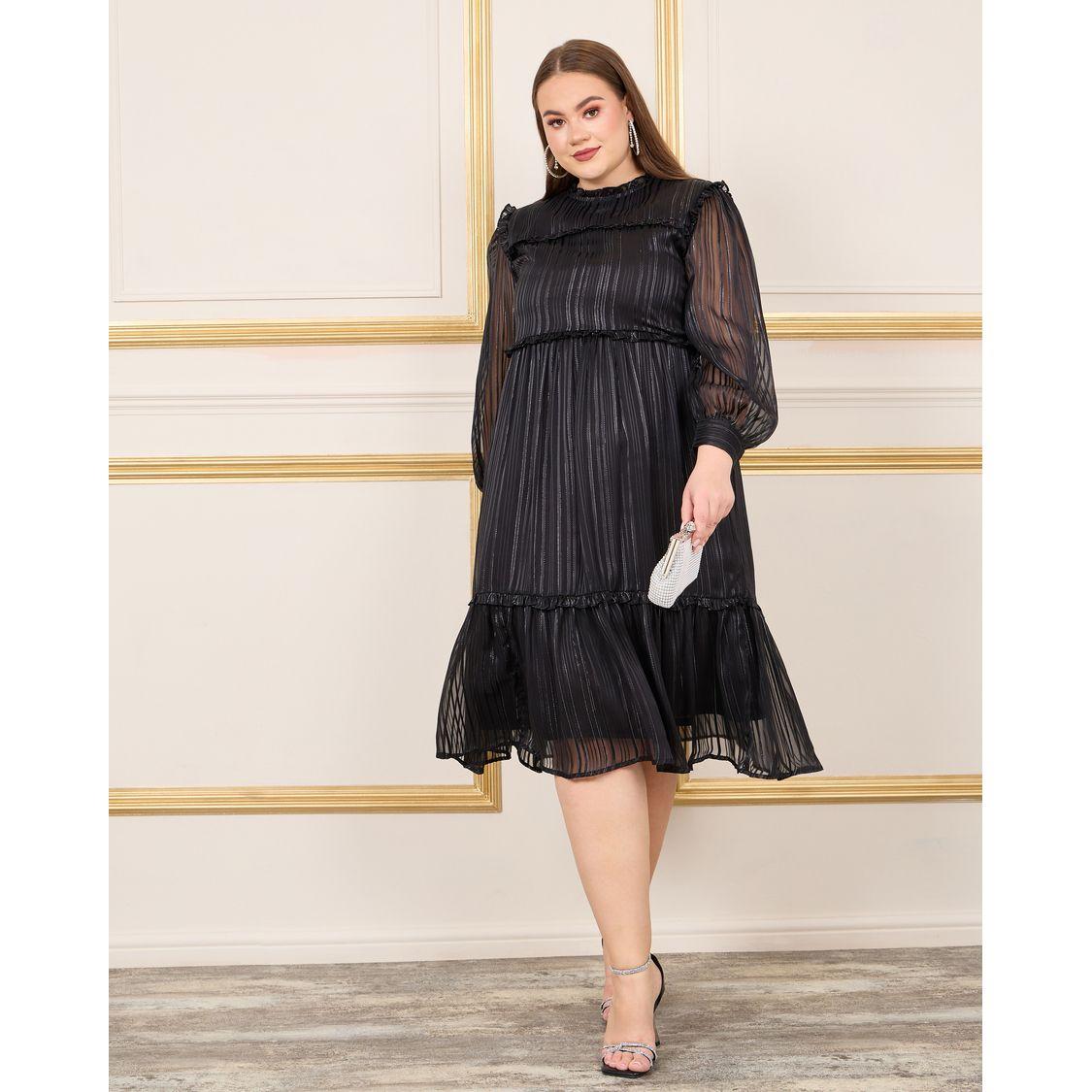 فستان ميدي بمقاس كبير وخطوط لوريكس-women-clothing-dresses-image-1