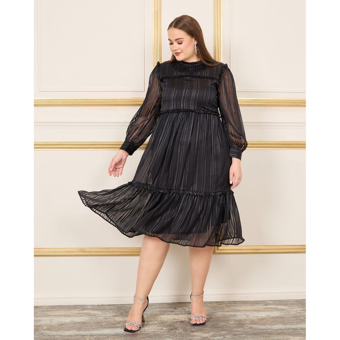 فستان ميدي بمقاس كبير وخطوط لوريكس-women-clothing-dresses-image-2