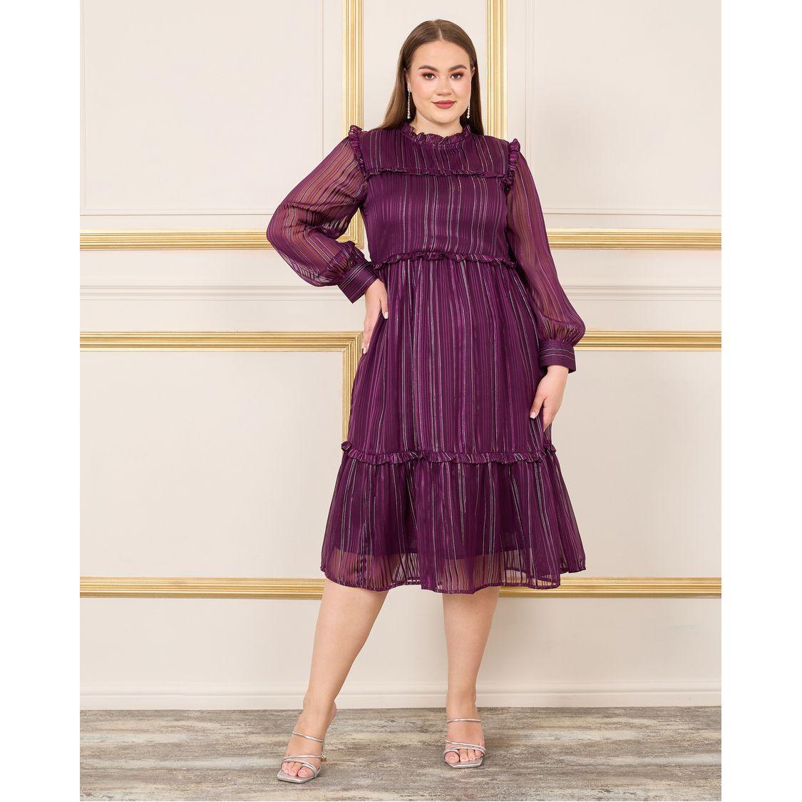 فستان ميدي بمقاس كبير وخطوط لوريكس-women-clothing-dresses-image-1