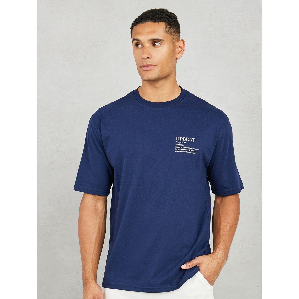 Styli Cotton Rich Oversized Upbeat Slogan Print T-Shirt-men-clothing-tshirtsandpolos-tshirts-image-1