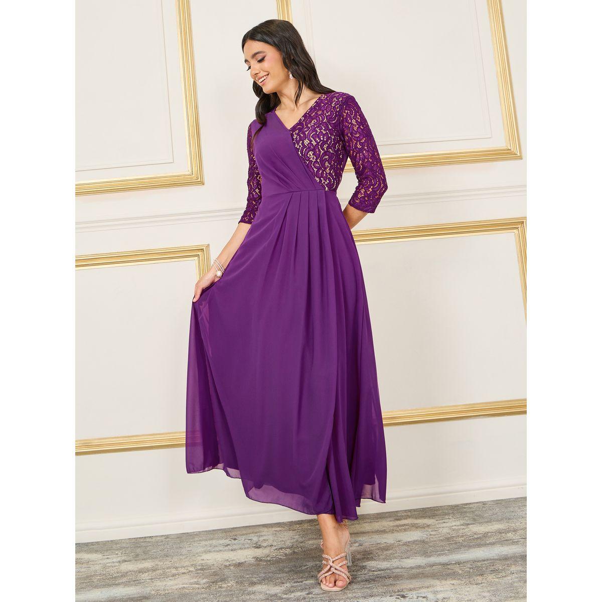 Styli Lace Detail Pleated A-line Maxi Dress-women-clothing-dresses-image-1