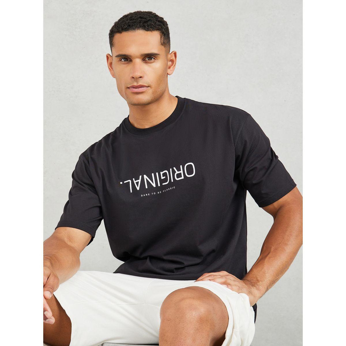 Styli Cotton Rich Oversized Original Upside Down Text Print T-Shirt-men-clothing-tshirtsandpolos-tshirts-image-1