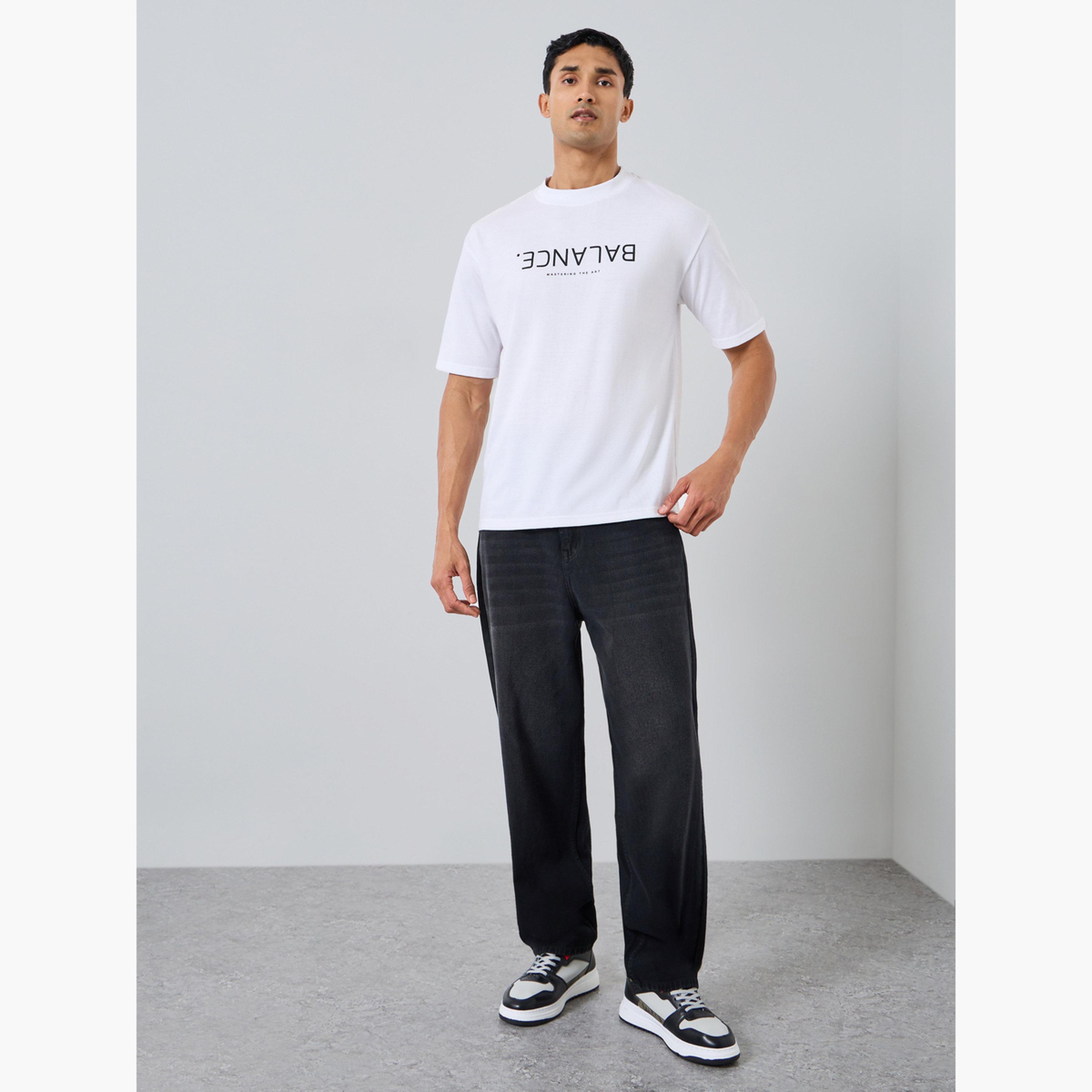 Styli Men White Graphic Slogan Crew Neck T-Shirt-men-clothing-tshirtsandpolos-tshirts-image-2