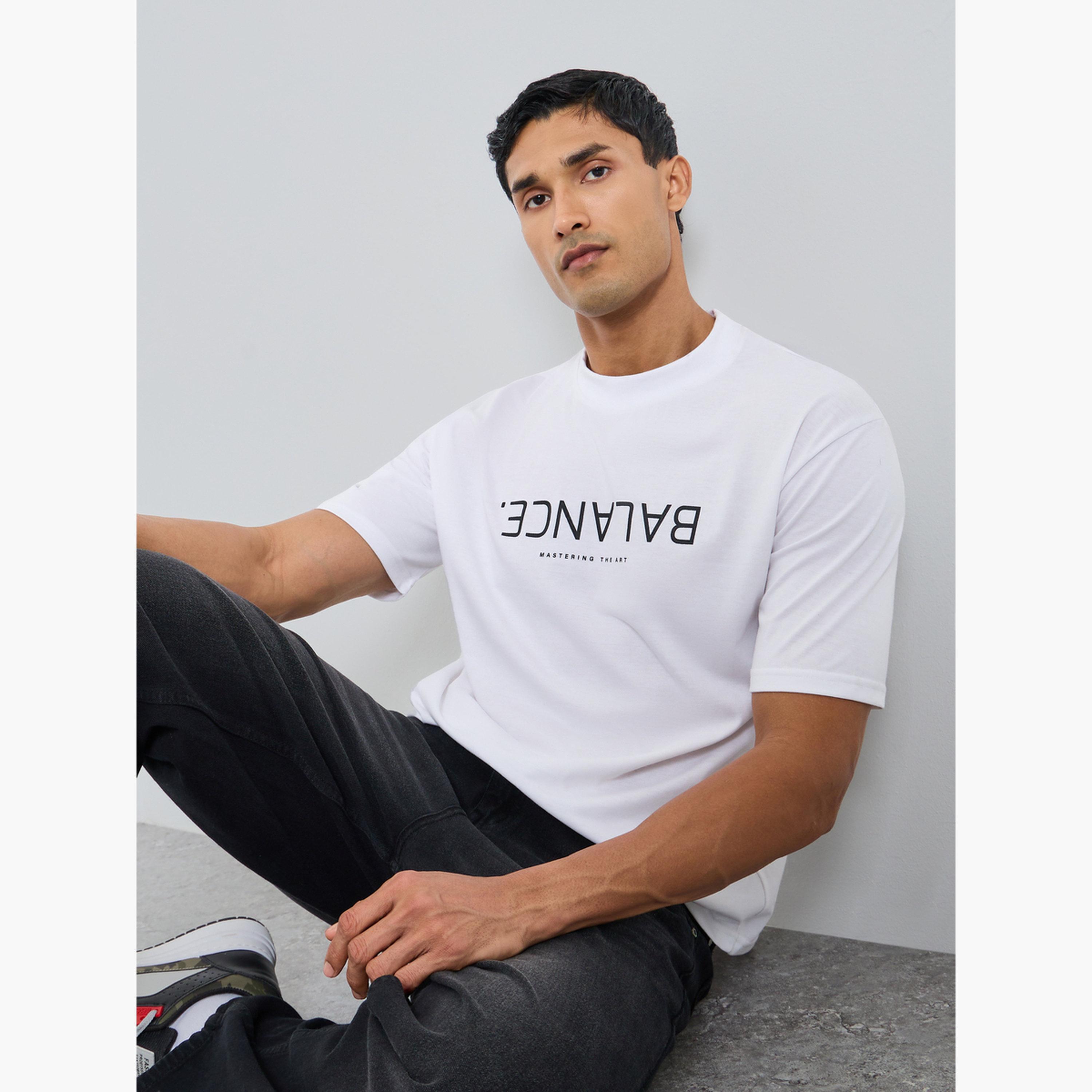 Styli Men White Graphic Slogan Crew Neck T-Shirt-men-clothing-tshirtsandpolos-tshirts-image-3