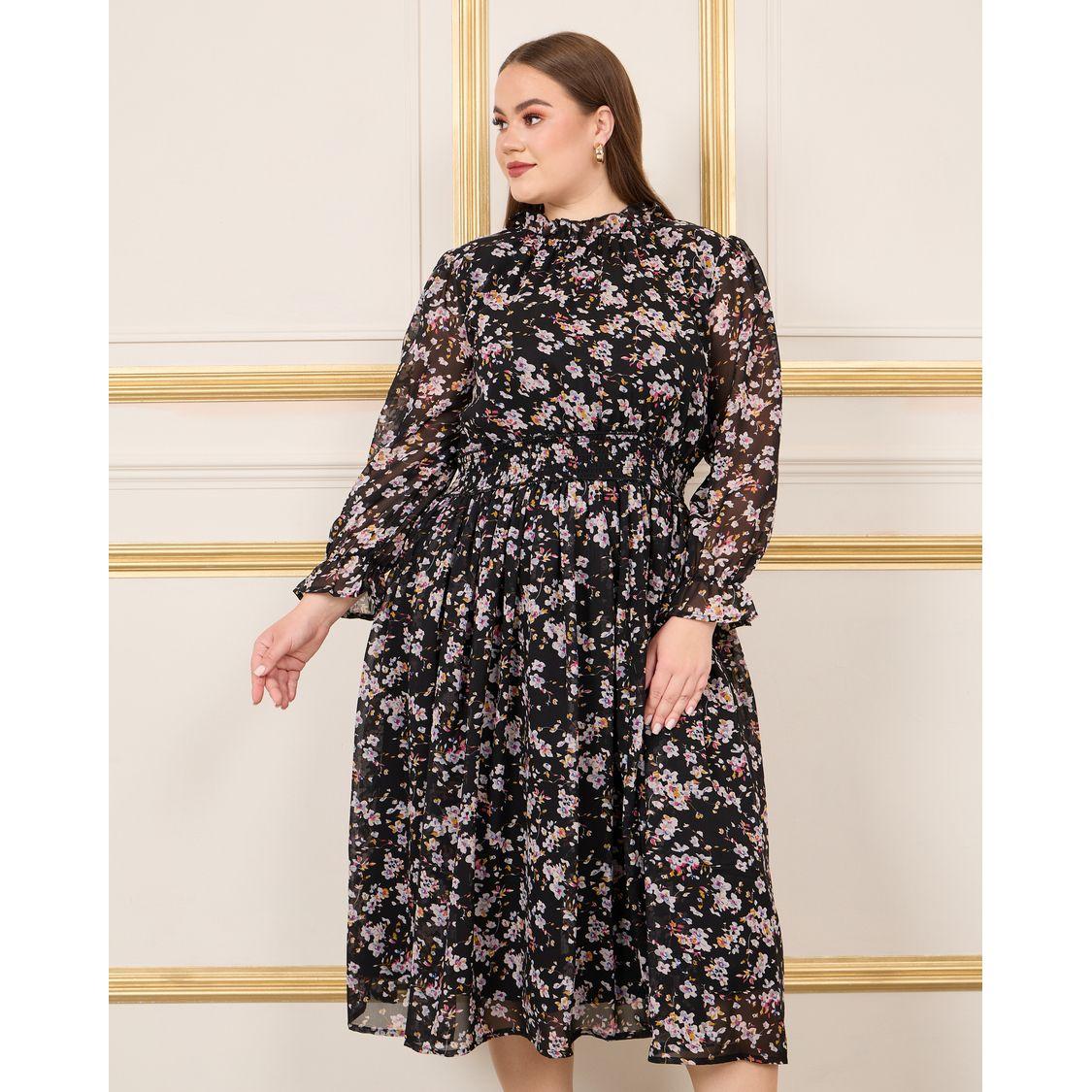 فستان ميدي بمقاس كبير وطبعة زهور-women-clothing-dresses-image-2