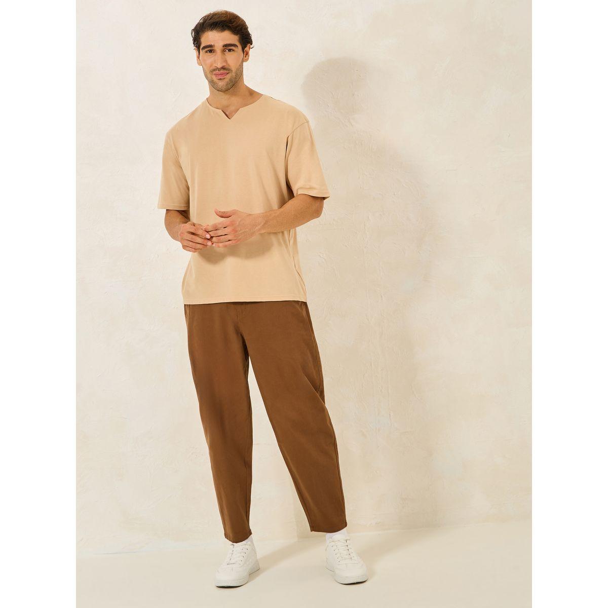 Styli Notch Neck Detail Oversized T-Shirt-men-clothing-tshirtsandpolos-tshirts-image-2