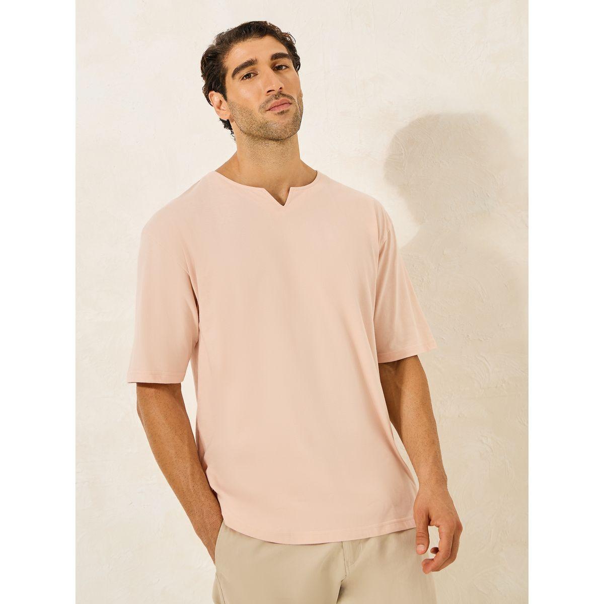 Styli Notch Neck Detail Oversized T-Shirt-men-clothing-tshirtsandpolos-tshirts-image-1