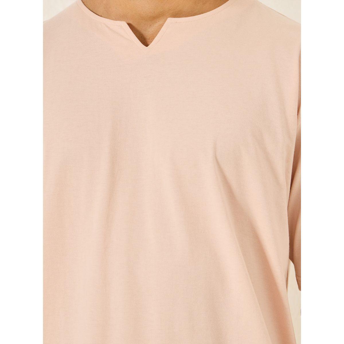 تيشيرت فضفاض باكمام قصيرة وياقة بشق-men-clothing-tshirtsandpolos-tshirts-image-3