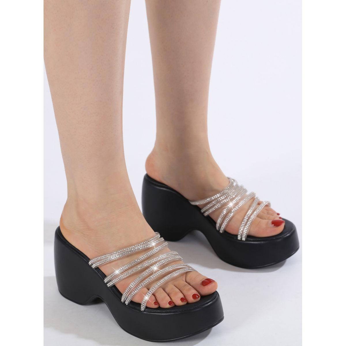 Styli Embellished Multi Strap Wedge Sandals-women-shoes-heels-image-2