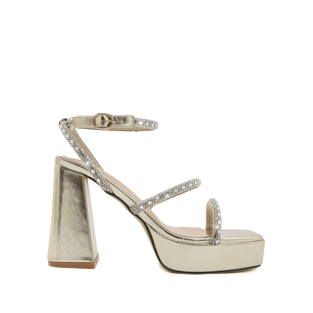Styli Embellished Ankle Strap Platform Heel Sandals-women-shoes-heels-image-5