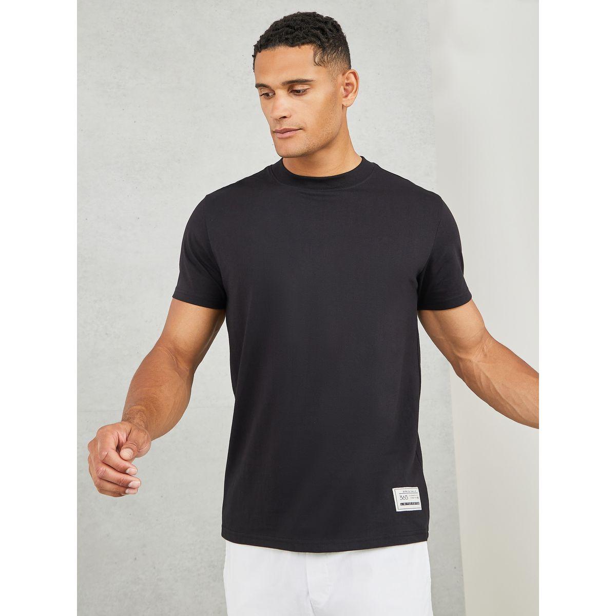Styli Badge Detail Mock Neck Regular Fit T-Shirt-men-clothing-tshirtsandpolos-tshirts-image-1