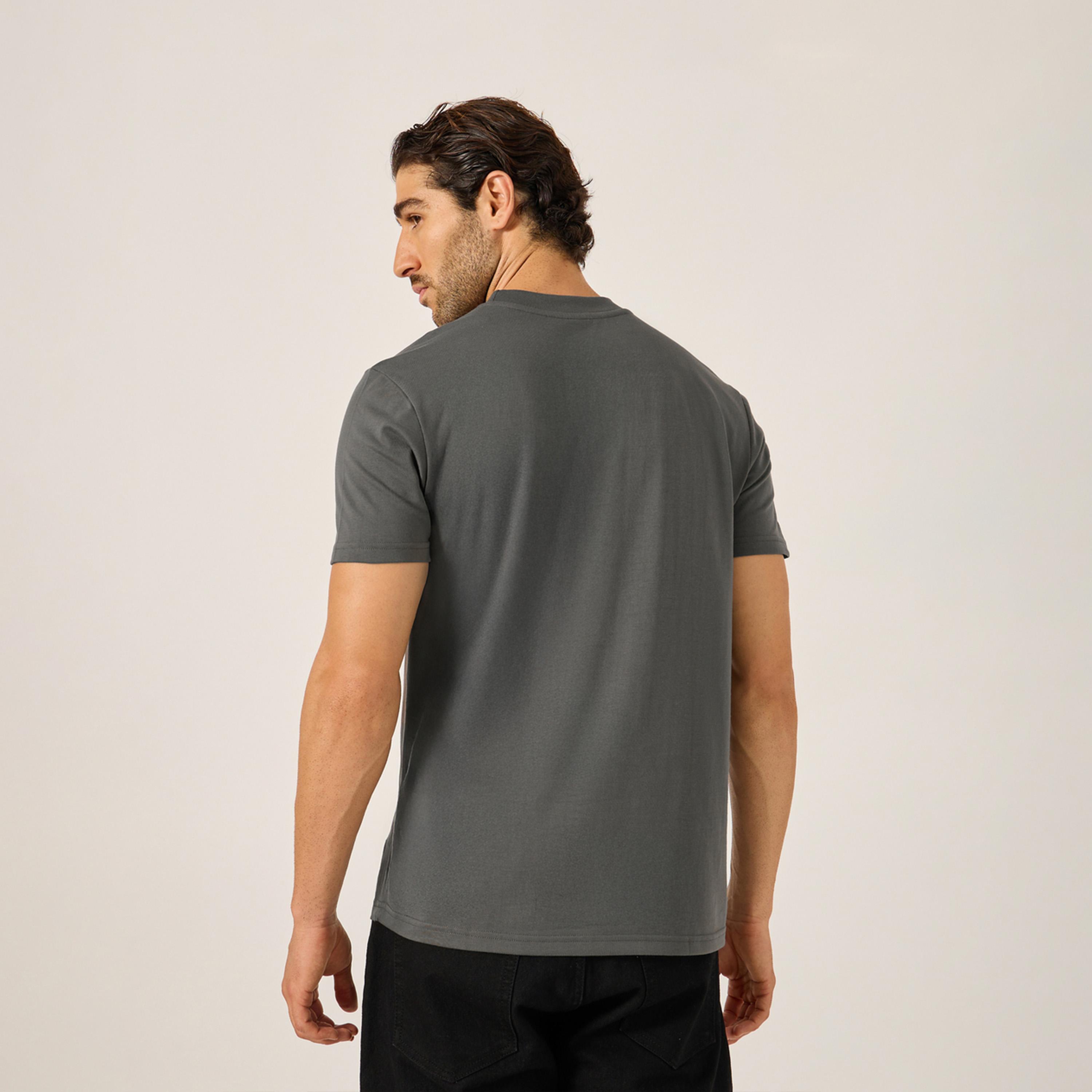 Styli Badge Detail Mock Neck Regular Fit T-Shirt-men-clothing-tshirtsandpolos-tshirts-image-4