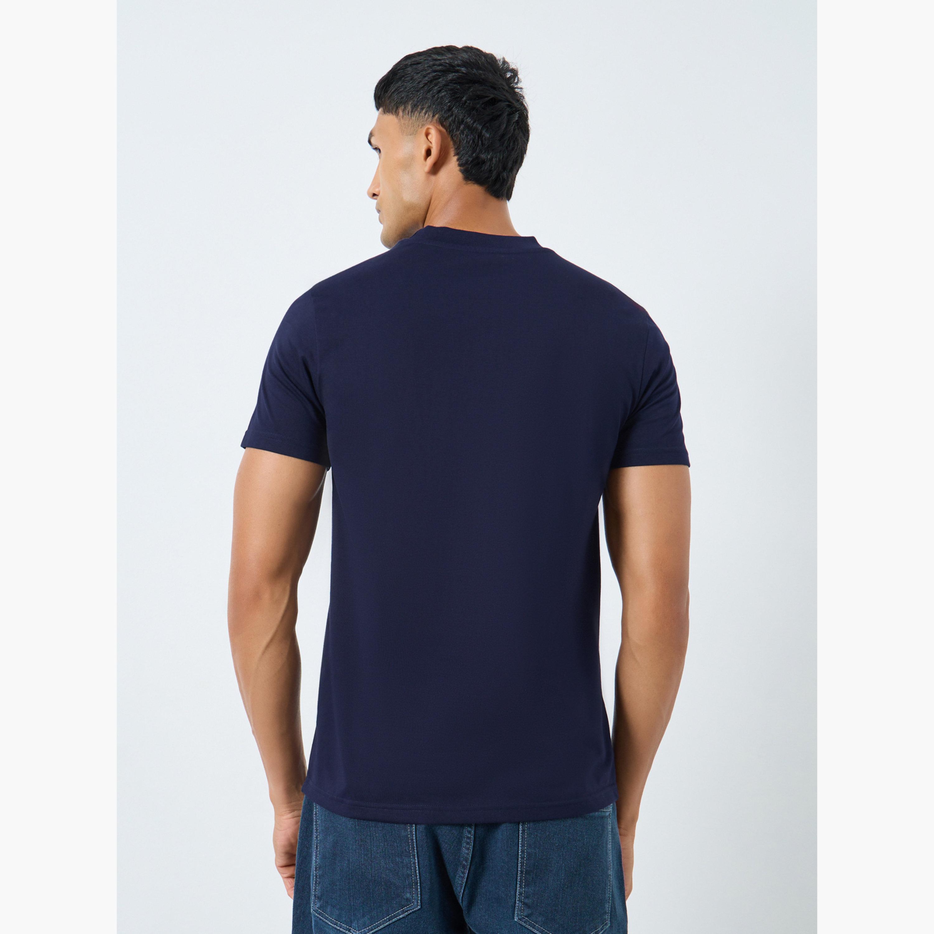 Styli Men Navy Blue Crew Neck Short Sleeve T-Shirt-men-clothing-tshirtsandpolos-tshirts-image-4