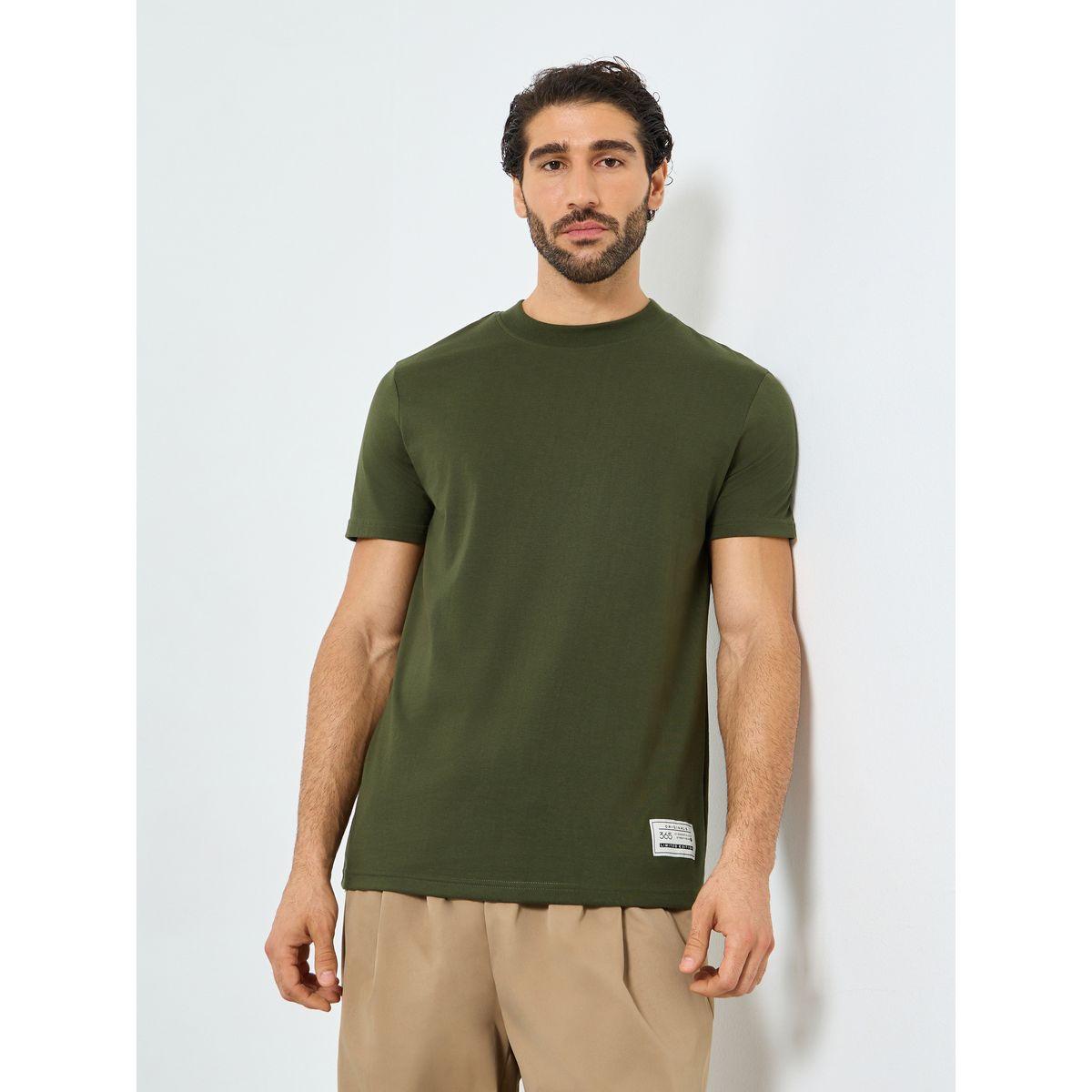 Styli Badge Detail Mock Neck Regular Fit T-Shirt-men-clothing-tshirtsandpolos-tshirts-image-1