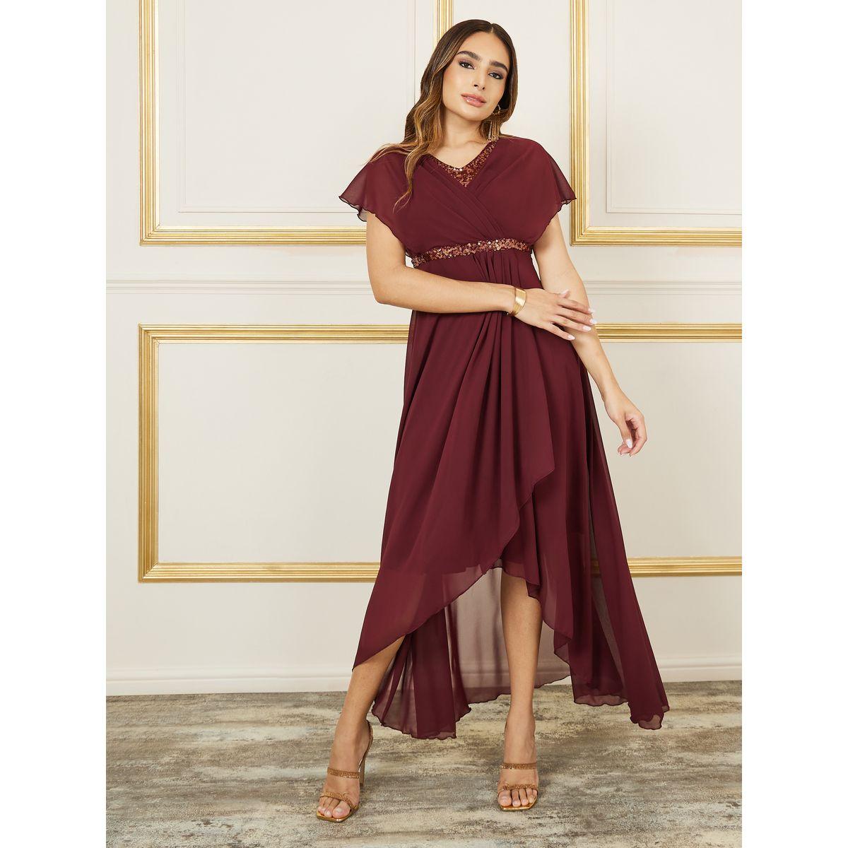 فستان طويل بكسرات مع ترتر-women-clothing-dresses-image-1