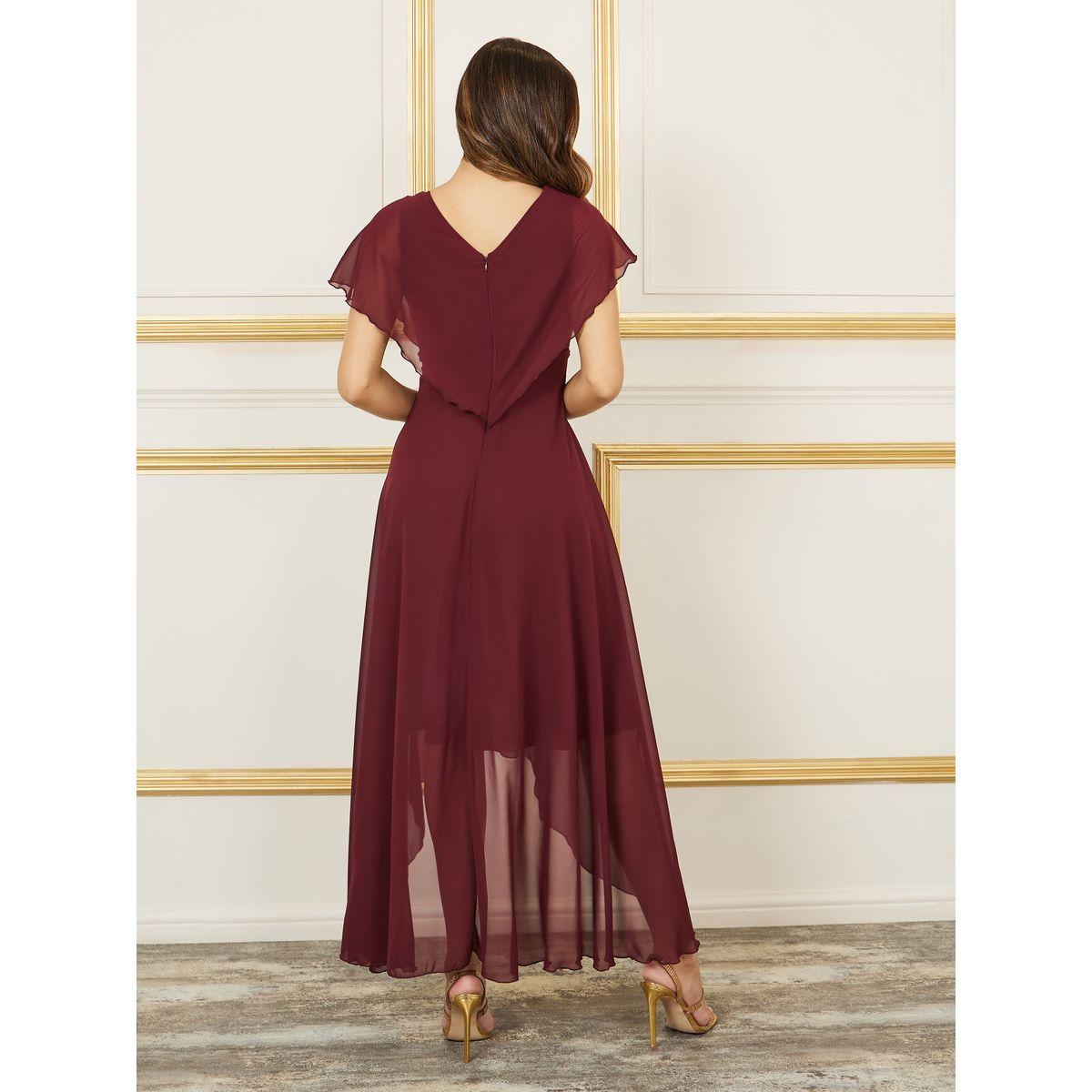 Styli Sequin Pleated Detail Asymmetric Hem Maxi Dress-women-clothing-dresses-image-4