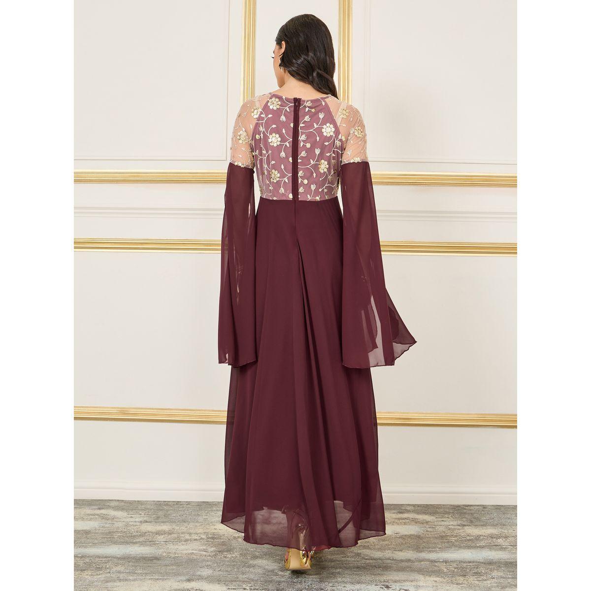 Styli Lace Detail Slit Sleeves A-line Maxi Dress-women-clothing-dresses-image-4