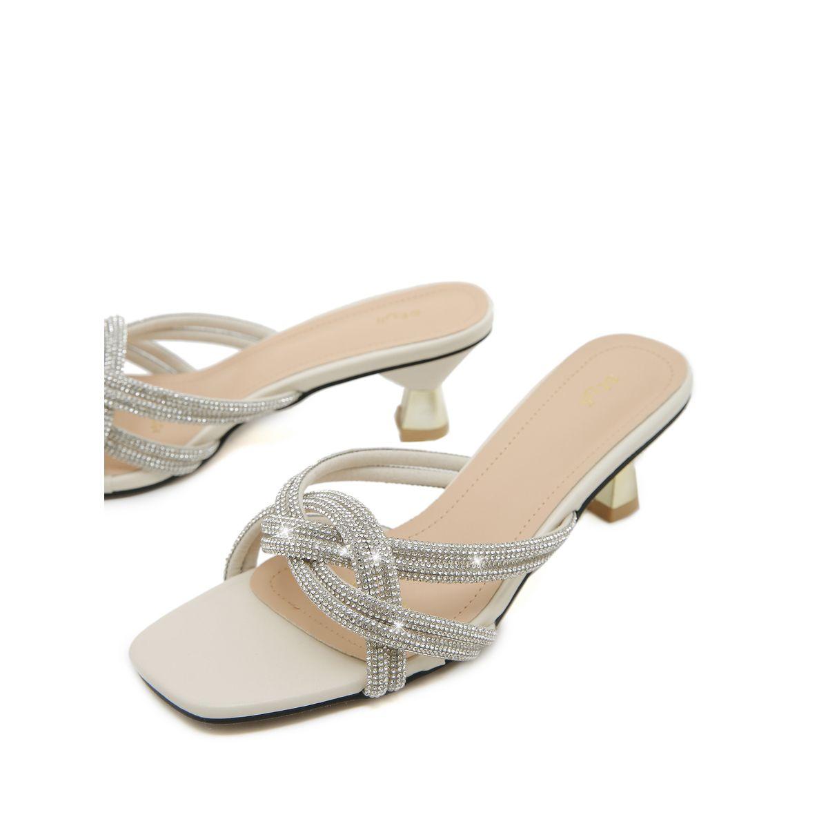 Styli Embellished Knot Twist Strap Kitten Heel Sandals-women-shoes-heels-image-4