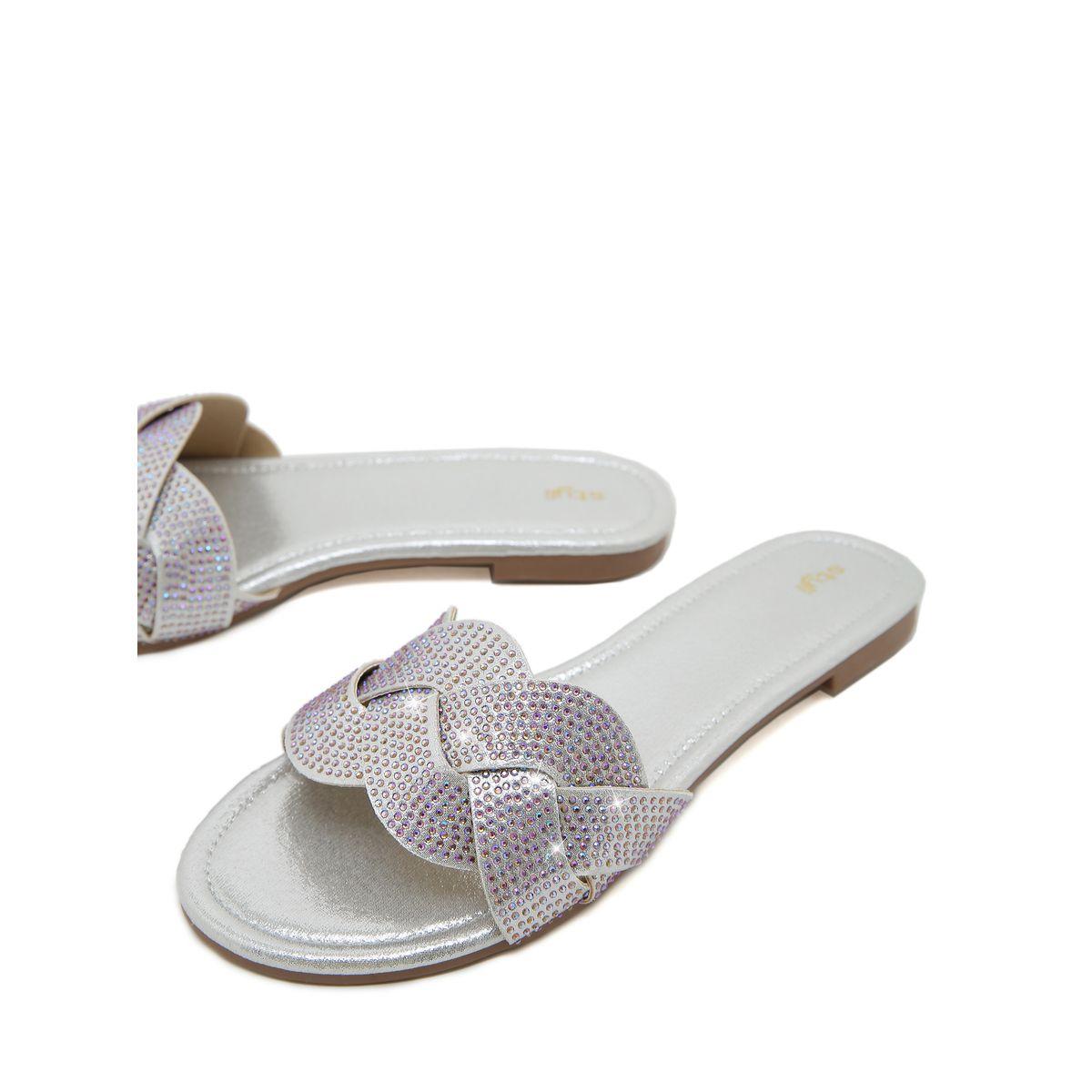 Styli Embellished Twist Band Flat Sandals-women-shoes-sandals-flats-image-4