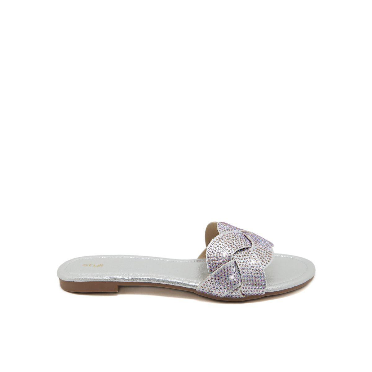 Styli Embellished Twist Band Flat Sandals-women-shoes-sandals-flats-image-5