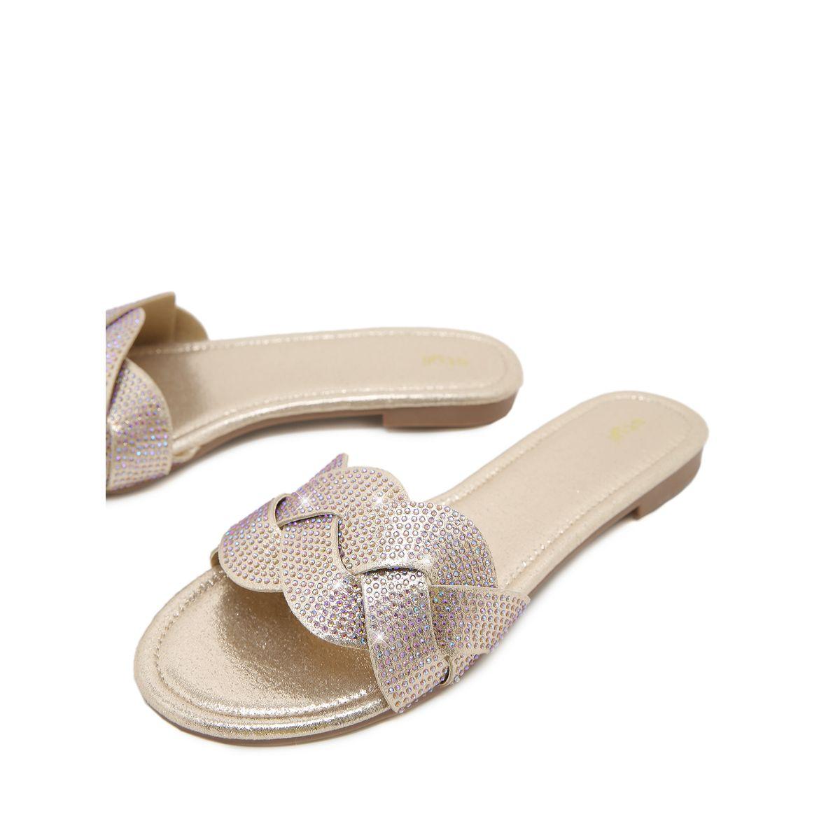 Styli Embellished Twist Band Flat Sandals-women-shoes-sandals-flats-image-4