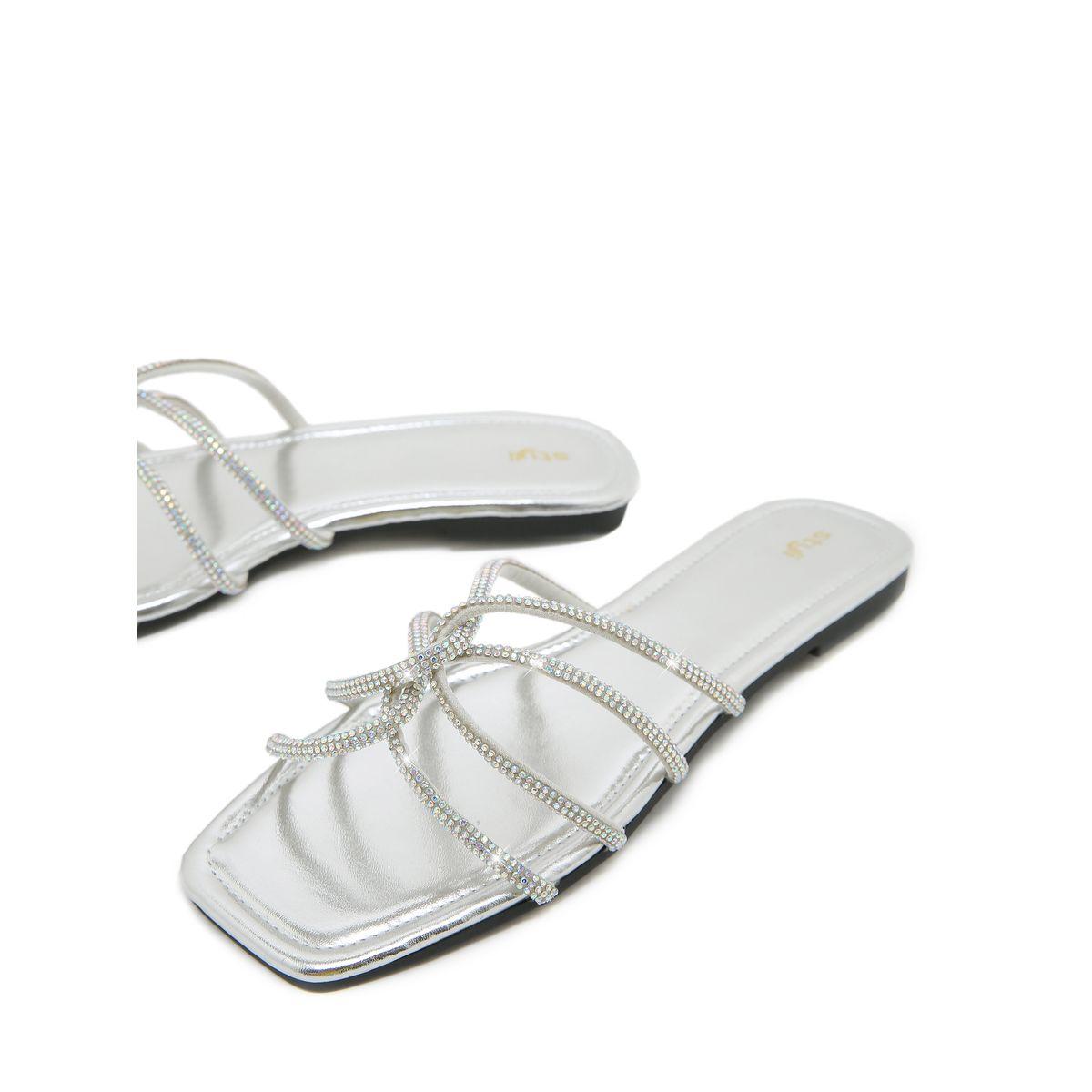 Styli Embellished Cross Strap Flat Sandals-women-shoes-sandals-flats-image-4
