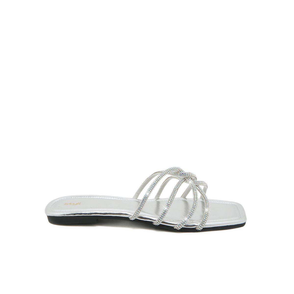 Styli Embellished Cross Strap Flat Sandals-women-shoes-sandals-flats-image-5