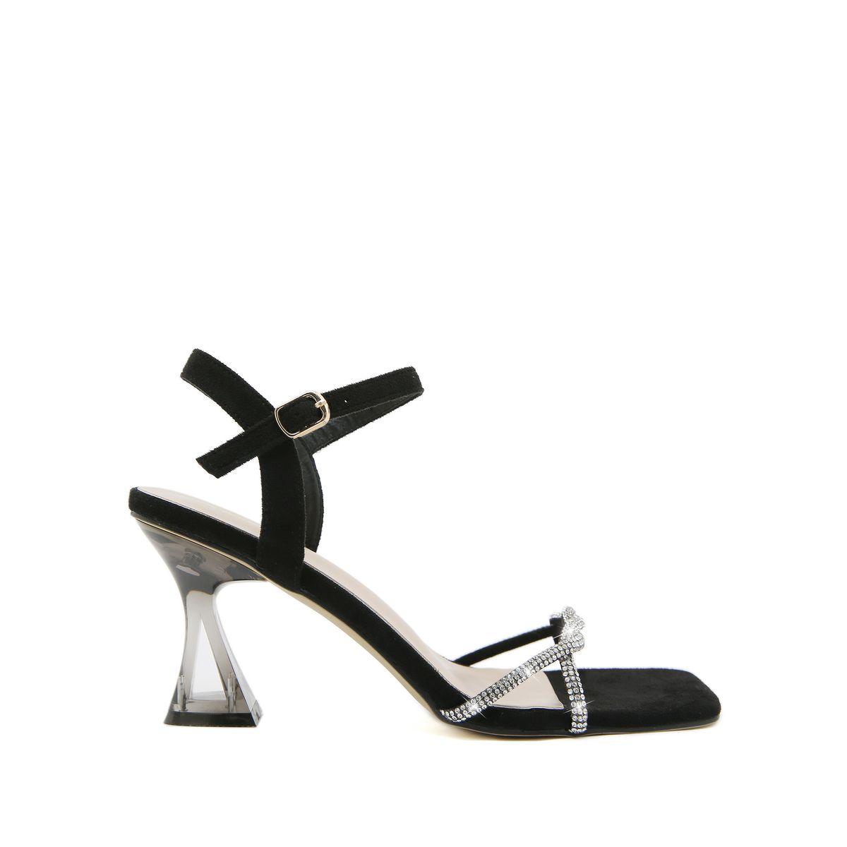 Styli Embellished Twist Strap Spool Heel Sandals-women-shoes-heels-image-5