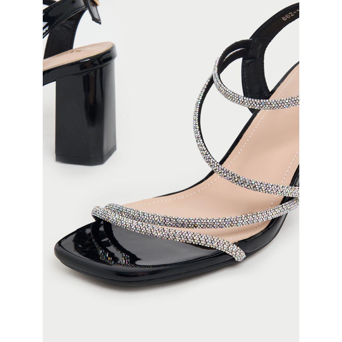 Styli Sparkle Strap Block Heel Sandals-women-shoes-heels-image-4