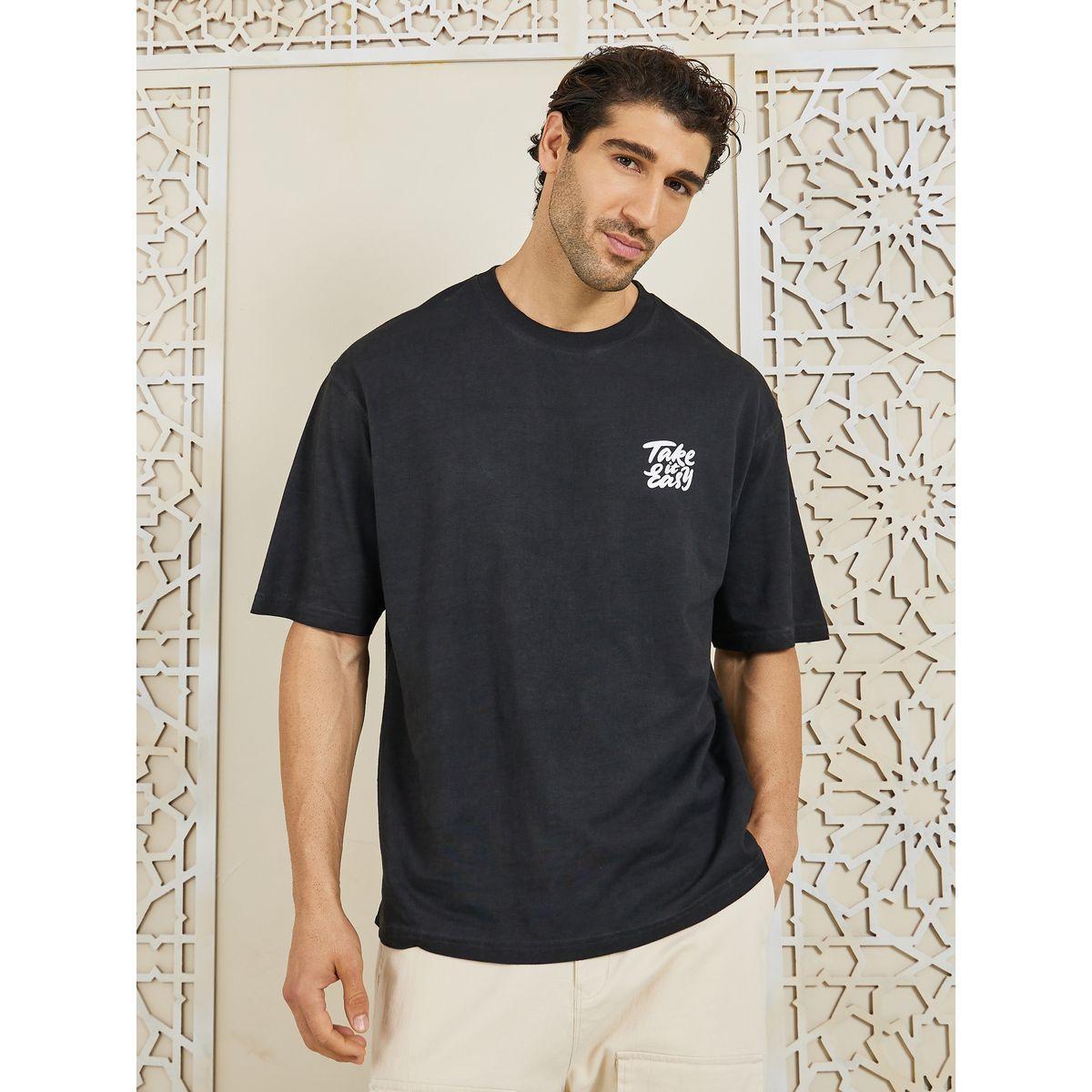 Styli Oversized Acid Wash Take It Easy Chest Print T-shirt-men-clothing-tshirtsandpolos-tshirts-image-1