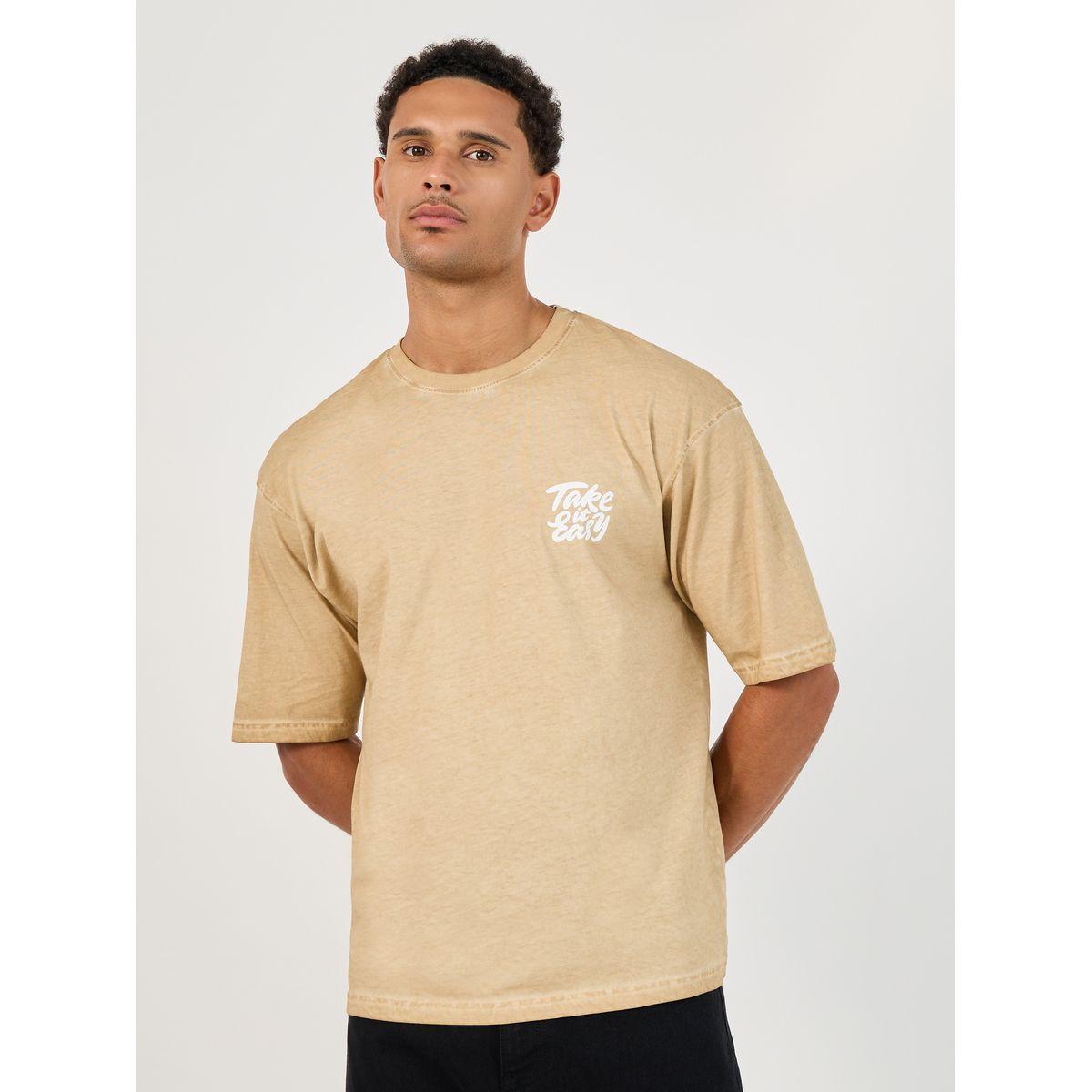 Styli Oversized Acid Washed Take It Easy Chest Print T-shirt-men-clothing-tshirtsandpolos-tshirts-image-1