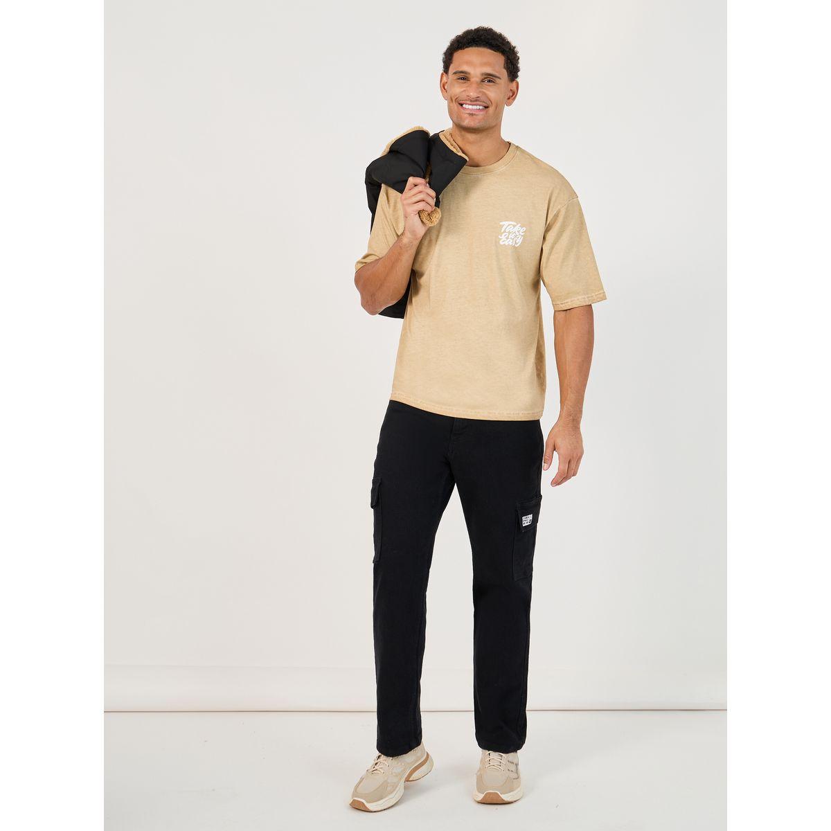 Styli Oversized Acid Washed Take It Easy Chest Print T-shirt-men-clothing-tshirtsandpolos-tshirts-image-2