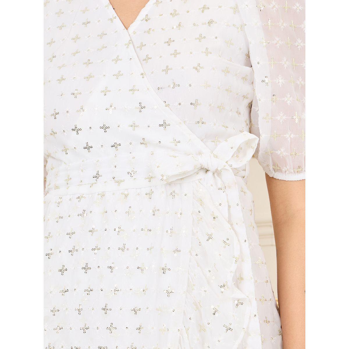 فستان ميدي بنمط لف واكمام منفوخة-women-clothing-dresses-image-3