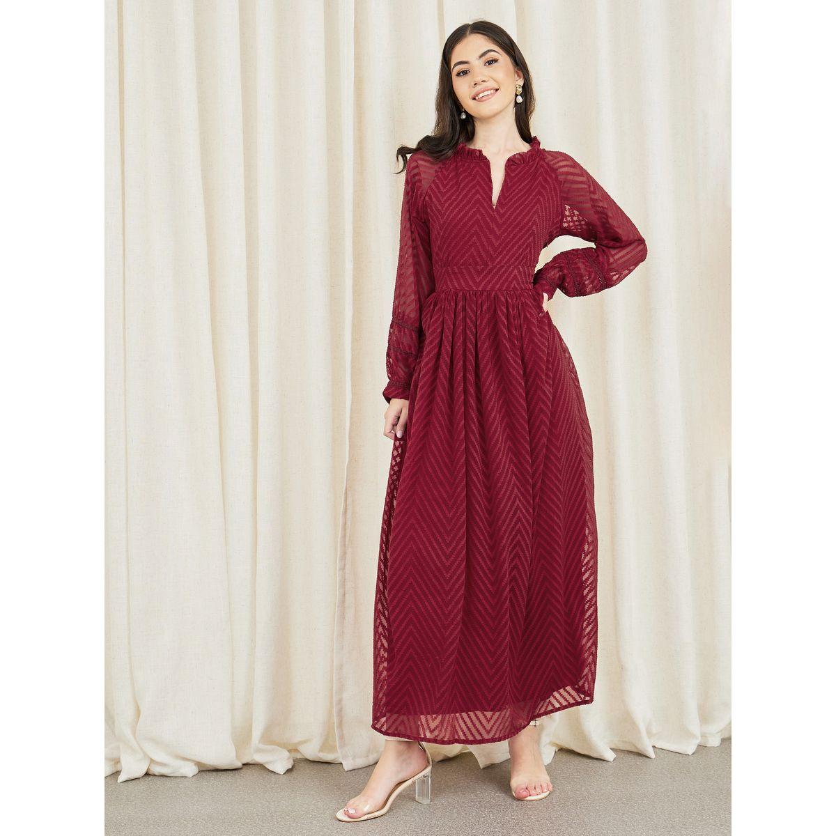 Styli Dobby Zig Zag Texture A-Line Maxi Dress-women-clothing-dresses-image-1