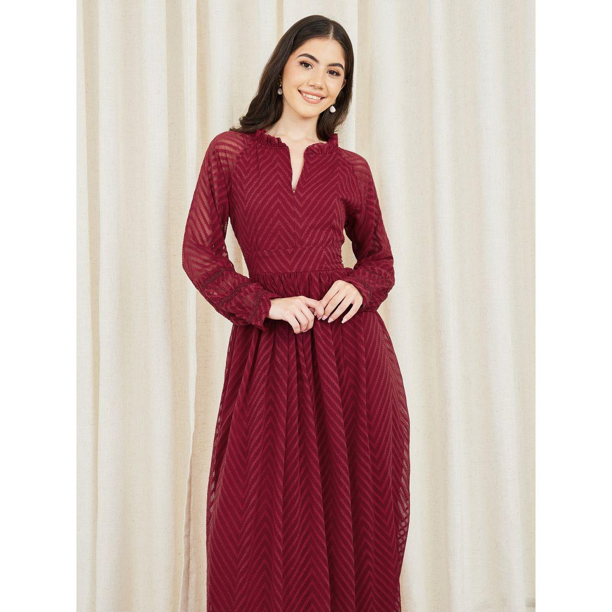 Styli Dobby Zig Zag Texture A-Line Maxi Dress-women-clothing-dresses-image-2