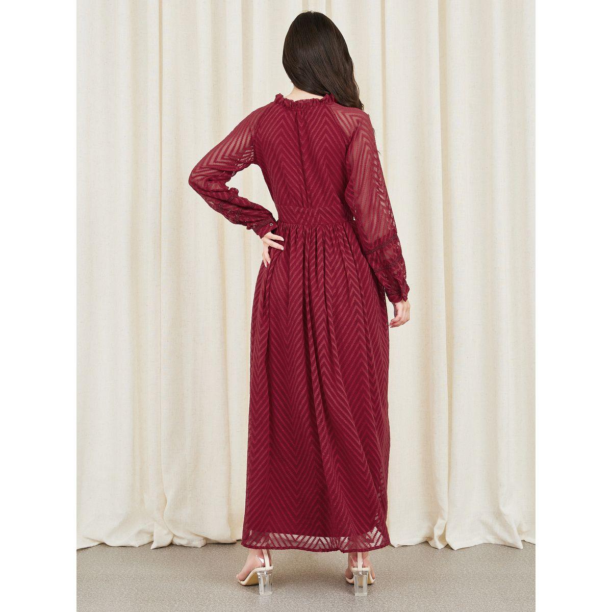 Styli Dobby Zig Zag Texture A-Line Maxi Dress-women-clothing-dresses-image-4